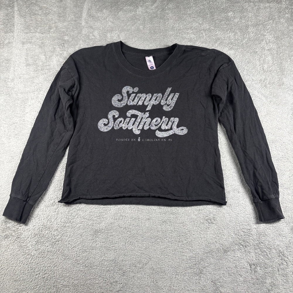 Simply Southern Womens Black Long Sleeve Crop Top Size S‎